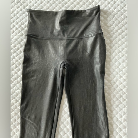 SPANX Faux Leather Black High Rise Ankle Leggings L - Picture 10 of 12